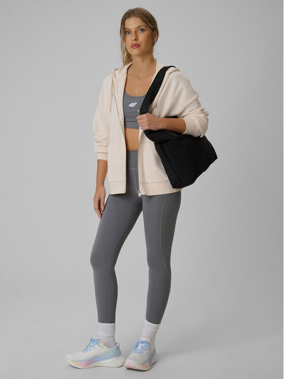 4F 4F Bluza basic Kremowy Loose Fit