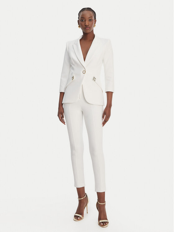 Elisabetta Franchi Elisabetta Franchi Pantaloni din material PA-158-61E2-V350 Alb Skinny Fit
