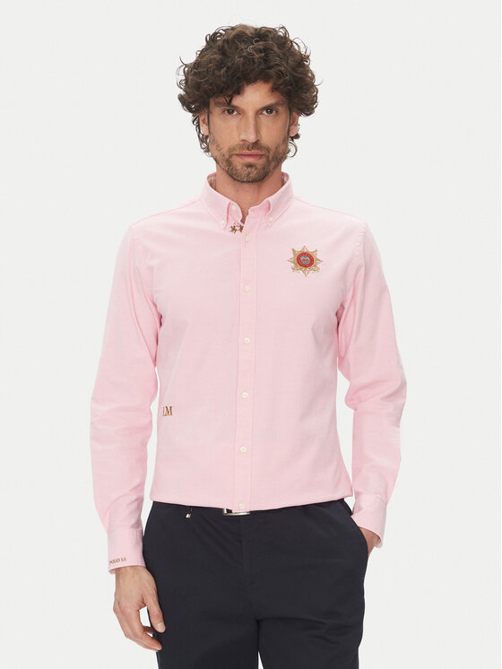 La Martina La Martina Cămașă Anselmo MACG01 OX092 Roz Regular Fit