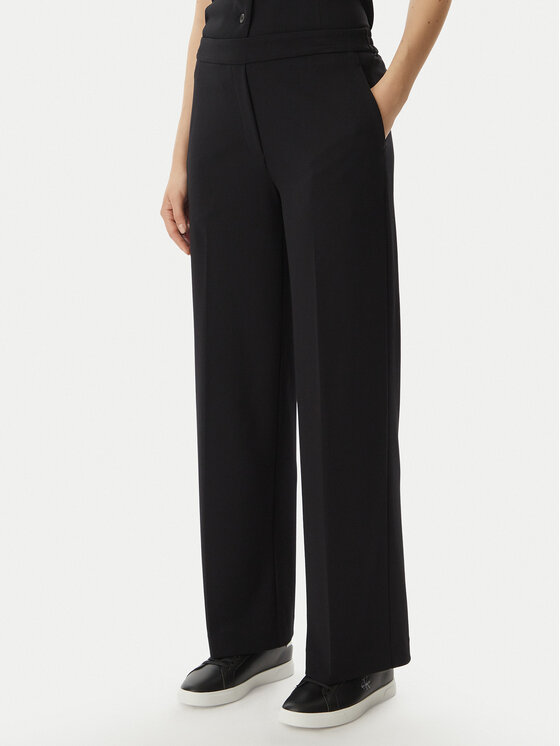 Calvin Klein Pantaloni din material LV044F648G Negru Regular Fit