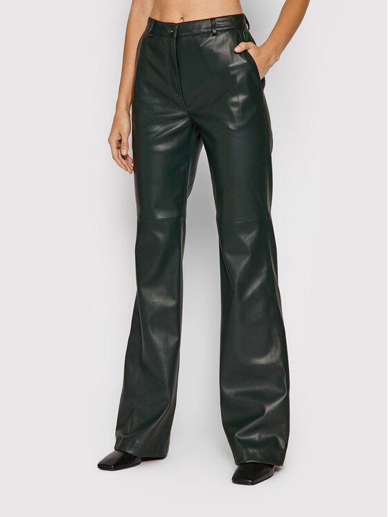 Trussardi Pantaloni din imitație de piele 56P00251 Verde Regular Fit 56P00251 imagine noua
