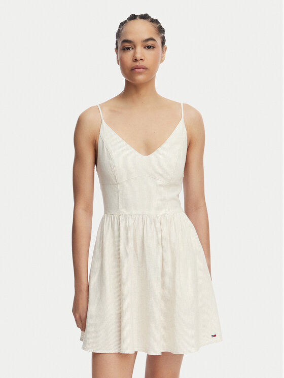 Tommy Jeans Tommy Jeans Vestito estivo Skater DW0DW22345 Beige chiaro Slim Fit