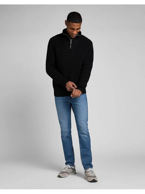 Lee Lee Sweter HALF ZIP KNIT Czarny Regular Fit