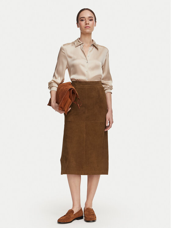 Marella Marella Spódnica skórzana Marmo 2623406021 Brązowy Regular Fit