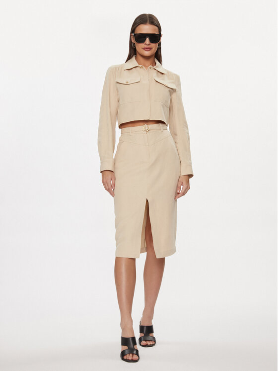 Patrizia Pepe Patrizia Pepe Rochie tip cămașă 8A1251/A372-B182 Bej Regular Fit