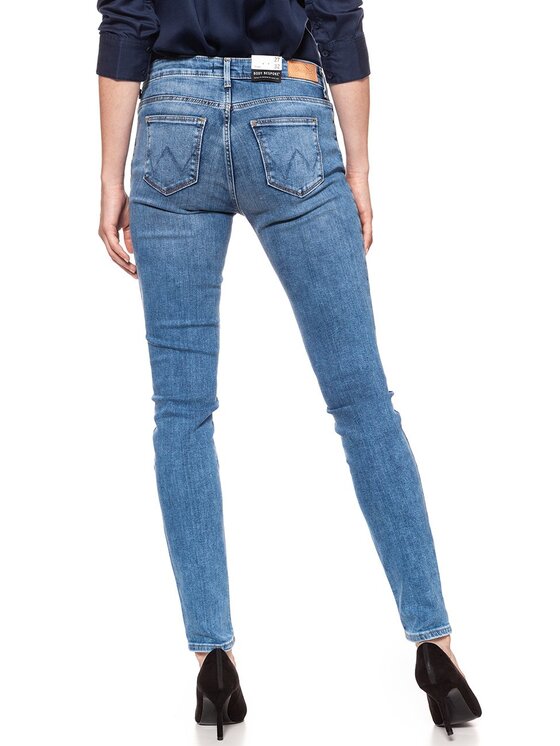 Wrangler Wrangler Jeansy SKINNY Niebieski Skinny Fit