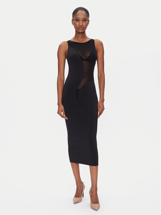 Wolford Wolford Koktejlové šaty Satin Sheer 57176 Černá Slim Fit