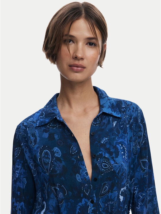 Desigual Desigual Rochie tip cămașă Licuado 25WWVW23 Albastru Regular Fit