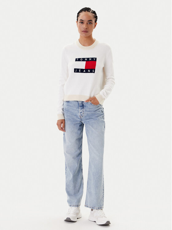 Tommy Jeans Tommy Jeans Πουλόβερ Colorblock Flag DW0DW20970 Λευκό Regular Fit