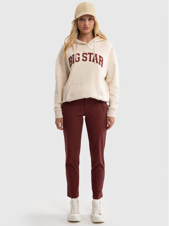 BIG STAR BIG STAR Chinosy DANAI Bordowy Slim Fit