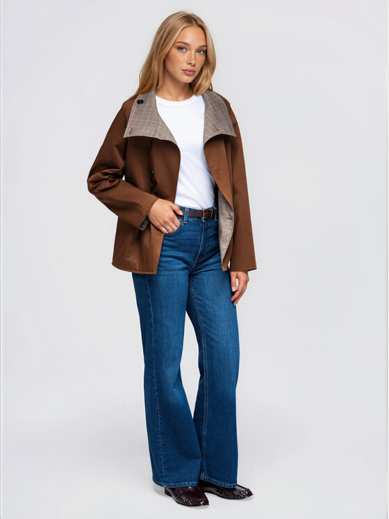 Ombre Ombre Płaszcz przejściowy OW-CT-E0021 Brązowy Regular Fit