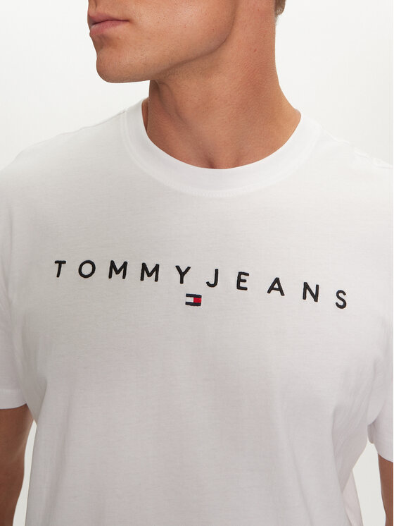 Tommy Jeans Tommy Jeans Tricou Linear Logo DM0DM20744 Alb Regular Fit