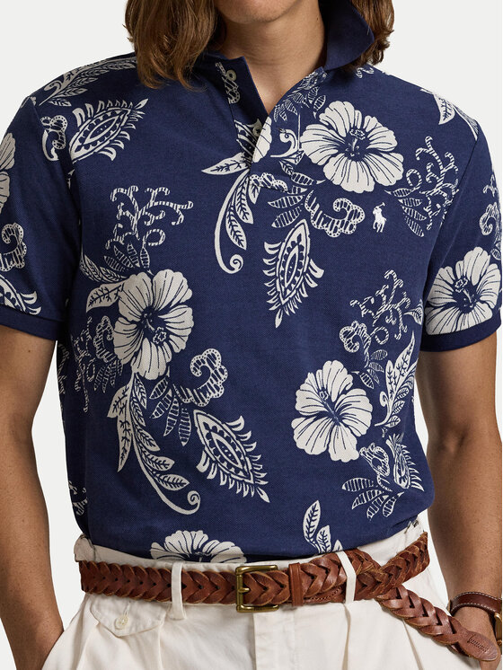 Polo Ralph Lauren Polo Ralph Lauren Тениска с яка и копчета 710956684001 Тъмносин Custom Slim Fit