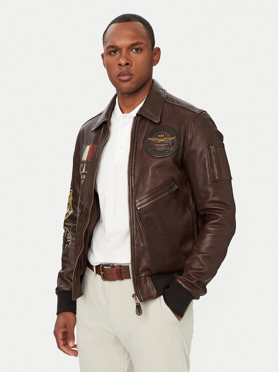 Aeronautica Militare Prijelazna jakna 261PN5056U100839 Tamno smeđa Regular Fit