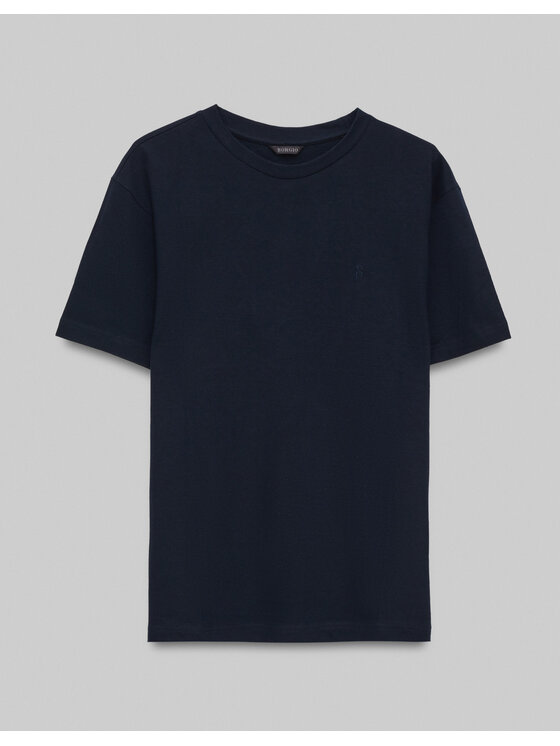 Borgio Borgio T-Shirt Liveri Granatowy Slim Fit