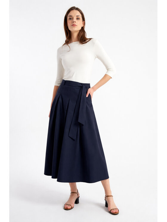 CLICK CLICK Φούστα maxi 50-742 Σκούρο μπλε Flare Fit