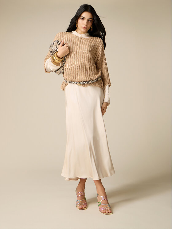 Oltre Oltre Spódnica maxi 1065J000292N002 Biały A-Line Fit