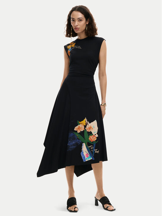 Desigual Desigual Kleid für den Alltag Leyter 26SWVK50 Schwarz Regular Fit