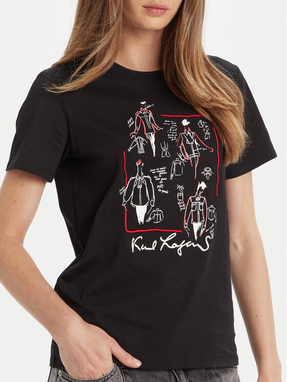 KARL LAGERFELD KARL LAGERFELD T-särk A3W17099 Must Regular Fit