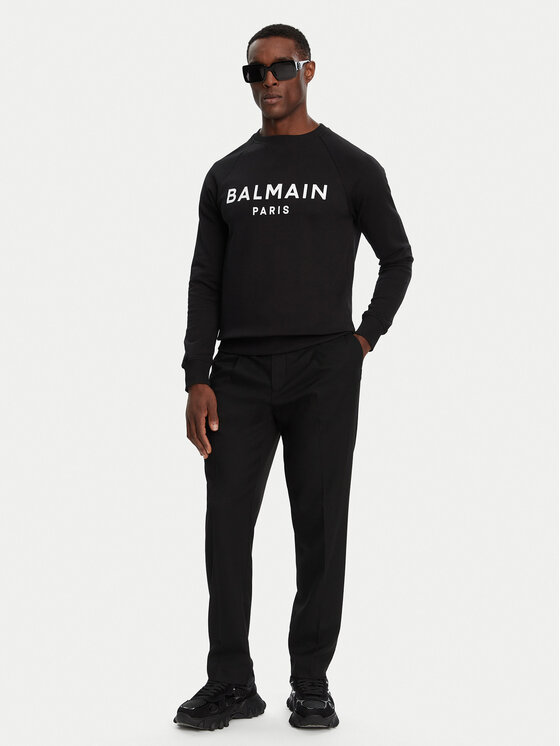 Balmain Balmain Mikina DH1JQ005BB65 Čierna Regular Fit