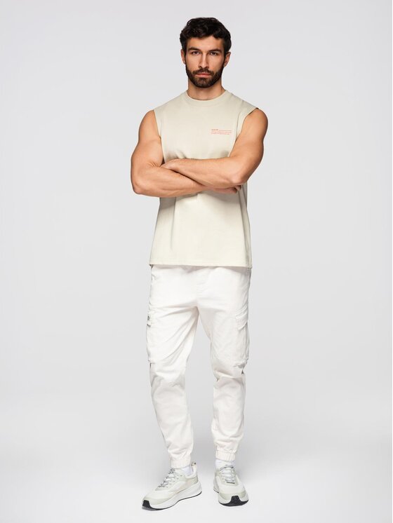 Ombre Ombre Tank top OM-TSTT-0243 Beżowy Loose Fit