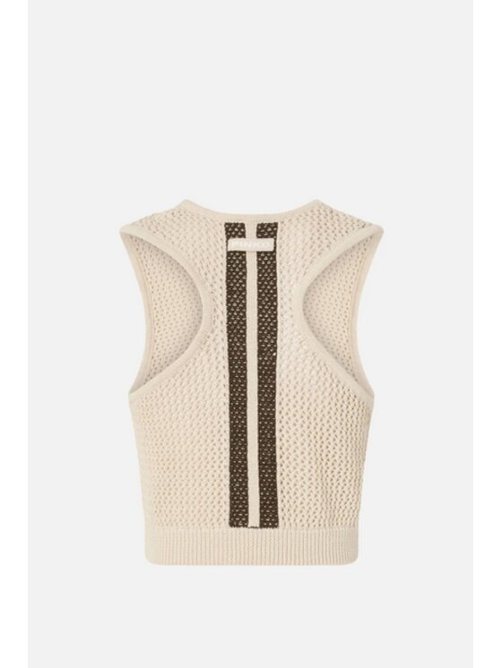PINKO PINKO Τοπ Crop bez rękawów Μπεζ Slim Fit