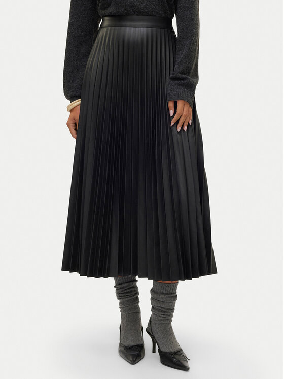 Vero Moda Vero Moda Sukně z imitace kůže Bella Holly 10319036 Černá Regular Fit