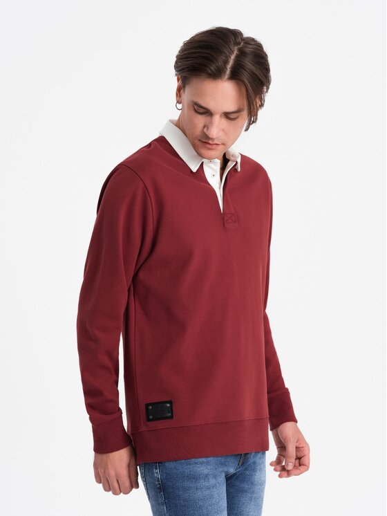 Ombre Ombre Mikina OM-SSNZ-0132 Bordó Large Fit