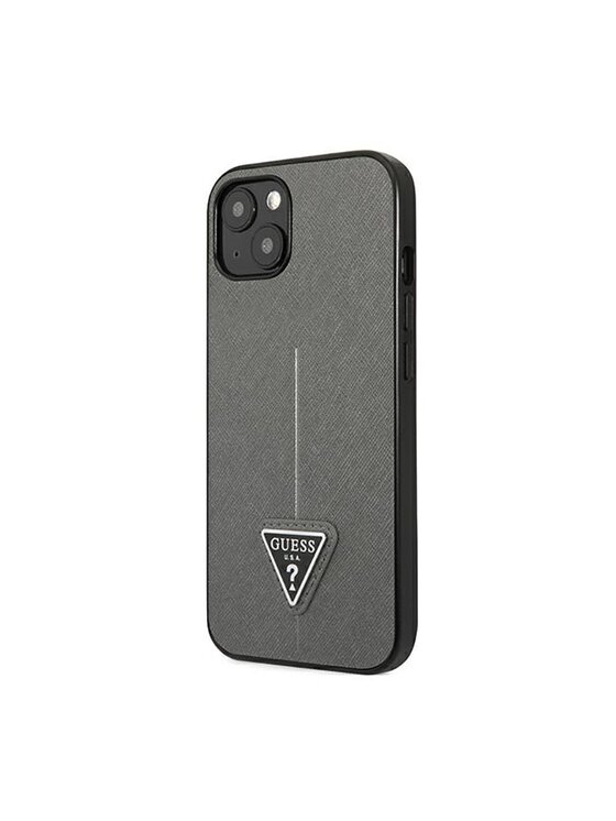 Guess Guess Etui na telefon Saffiano Triangle Logo Case Srebrny