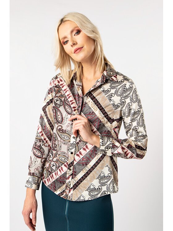 QUIOSQUE QUIOSQUE Halenka PATCHY SHIRT Šedá Regular Fit