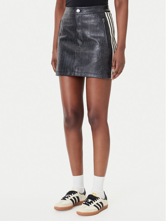adidas adidas Fustă din imitație de piele Pleather KE5034 Negru Regular Fit