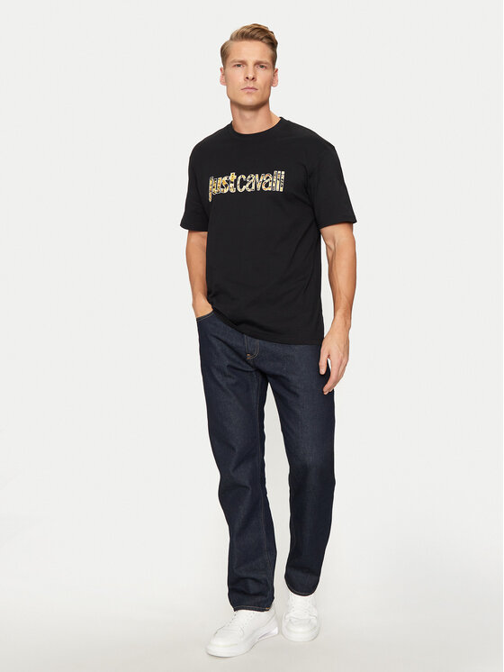 Just Cavalli Just Cavalli T-shirt 77OAHE25 Crna Regular Fit