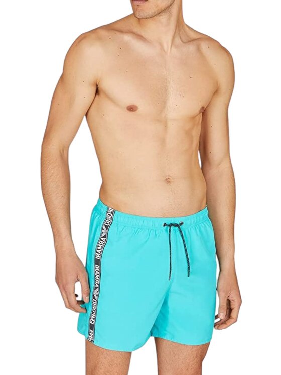 Emporio Armani Emporio Armani Pantaloncini da bagno Costume Emporio Armani Logo Tape Turchese Regular Fit