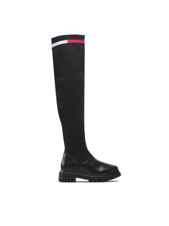 Tommy Jeans Tommy Jeans Cizme lungi muschetar Knit Overknee Boot EN0EN01830 Negru