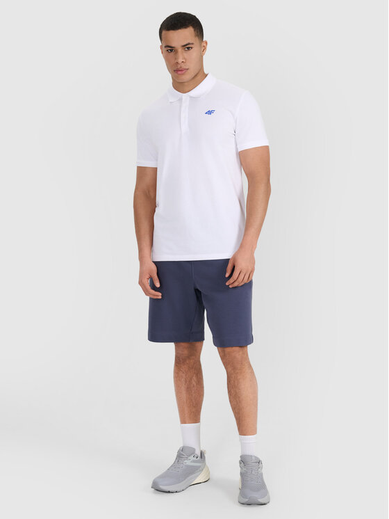 4F 4F Polokošeľa 4FWSS25TPTSM704-10S Biela Regular Fit