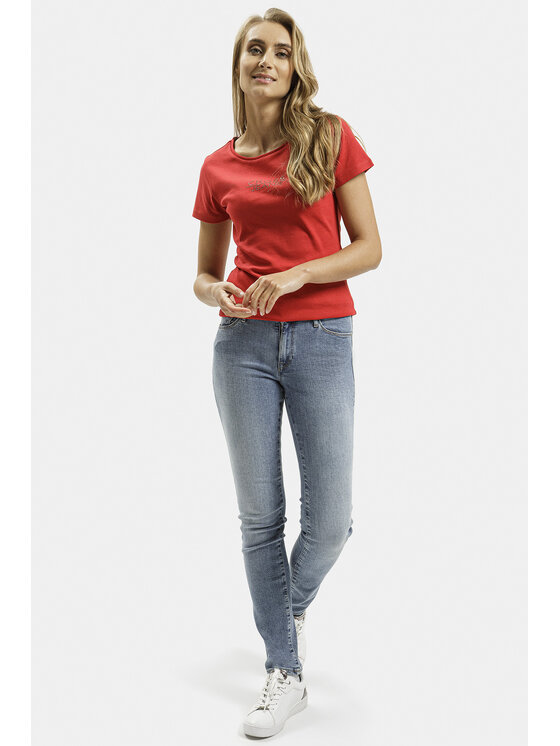 Cross Jeans Cross Jeans T-Shirt 55577-007 Czerwony Regular Fit