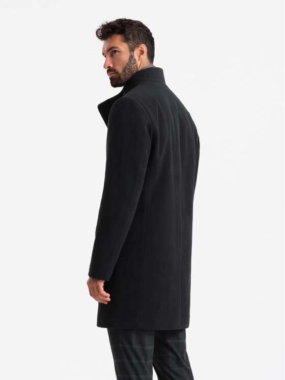 Ombre Ombre Płaszcz OM-COWC-0120 Czarny Regular Fit