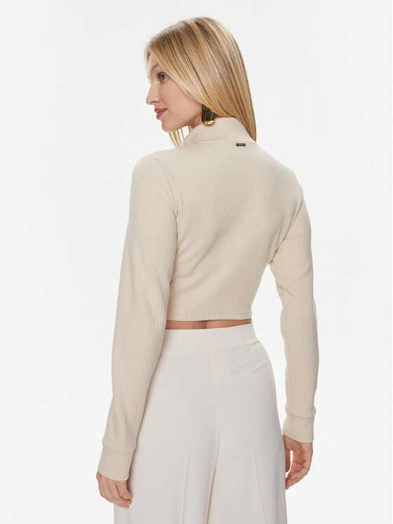 Guess Guess Μπλούζα Ls Mariah Croset Top W4RQ22 KC360 Μπεζ Regular Fit