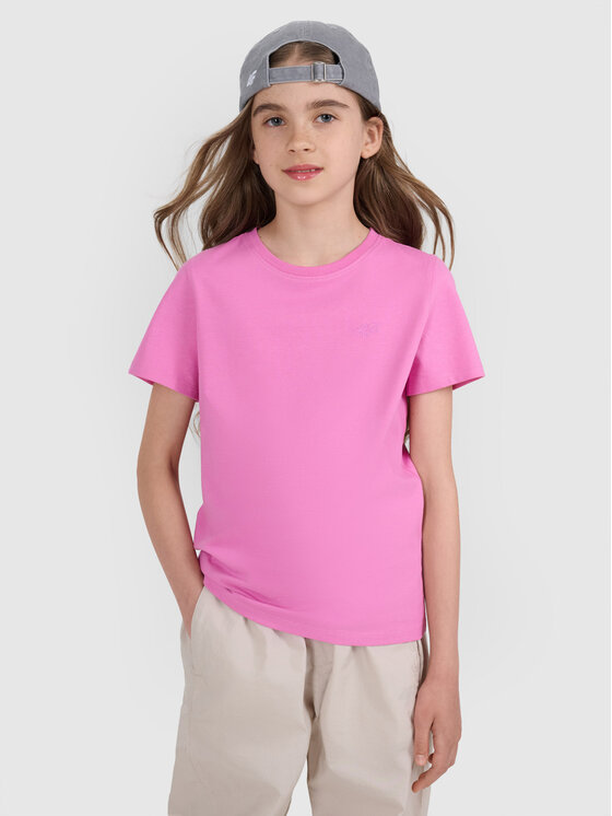 4F 4F T-Shirt BASIC+ Różowy Regular Fit