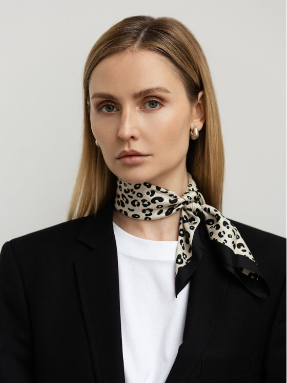Sine Silk Sine Silk Apaszka jedwabna 53 MOTYW ZWIERZĘCY Écru