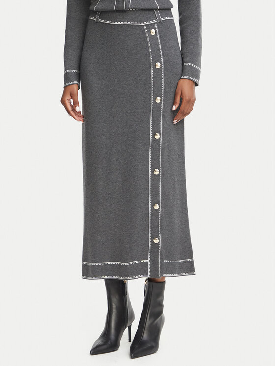 Liu Jo Sport Fustă midi TF6179 MS59L Gri închis Regular Fit
