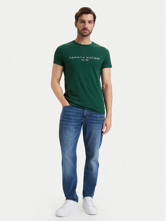 Tommy Hilfiger Tommy Hilfiger T-Shirt Logo MW0MW11797 Zielony ciemny Regular Fit