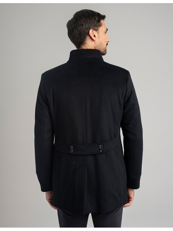 Borgio Borgio Płaszcz wełniany rivara_g Granatowy Slim Fit