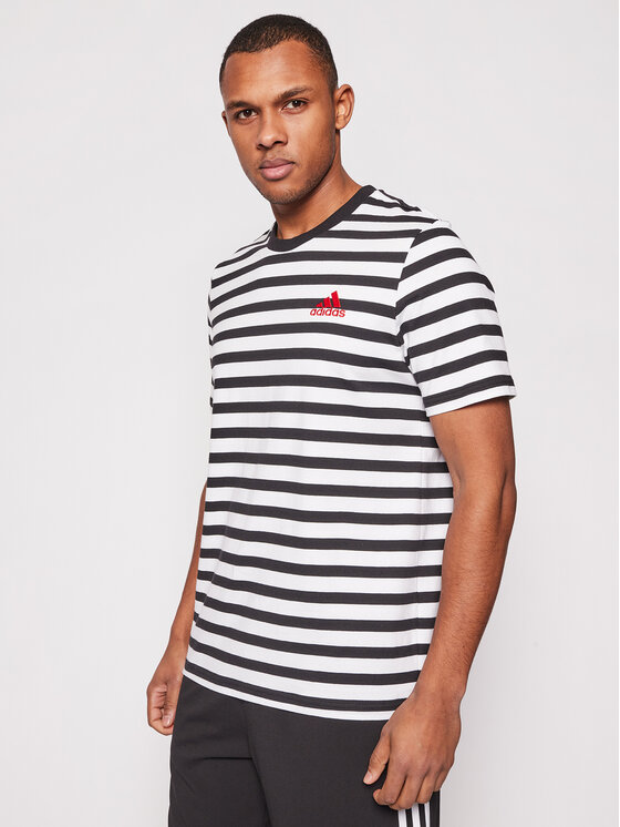 adidas adidas T-krekls Stripy GK9137 Melns Regular Fit