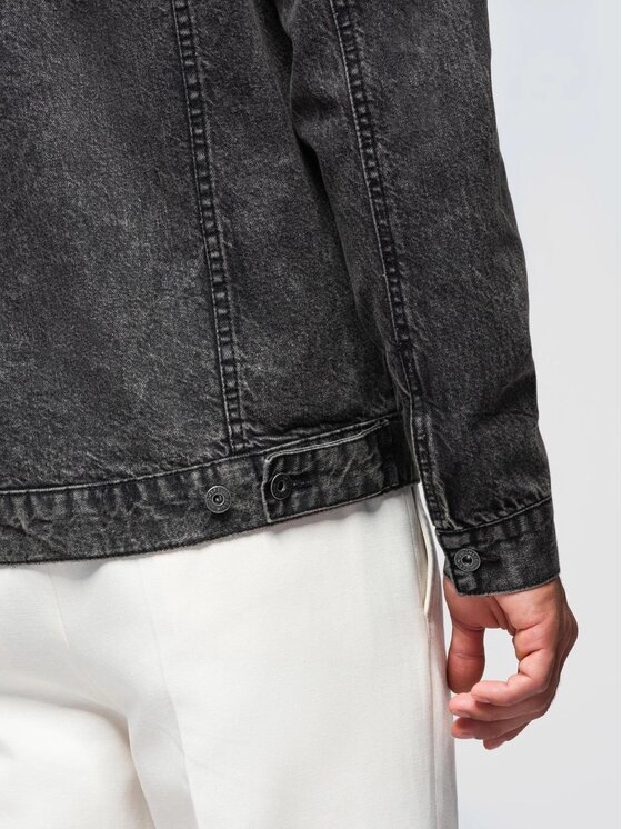 Ombre Ombre Kurtka jeansowa OM-JADJ-0219 Czarny Regular Fit