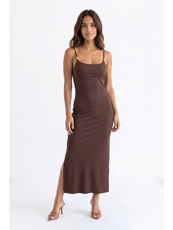 FIGL FIGL Sukienka letnia M1199 Brązowy Fitted Fit