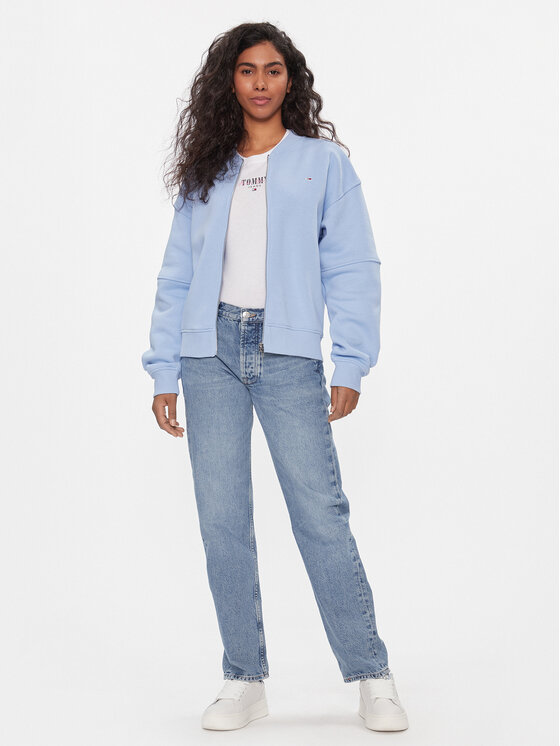 Tommy Jeans Tommy Jeans Bluză Tjw Zip Thru Bomber DW0DW17957 Albastru celest Regular Fit