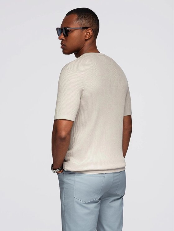 Ombre Ombre T-Shirt OM-TSCT-0254 Szary Slim Fit