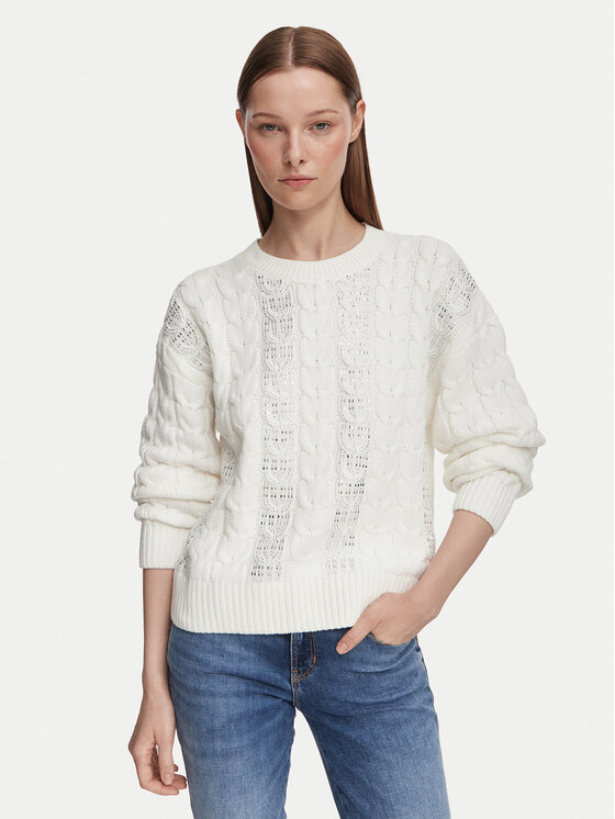 Guess Pulover W6YR21 Z0965 Alb Regular Fit