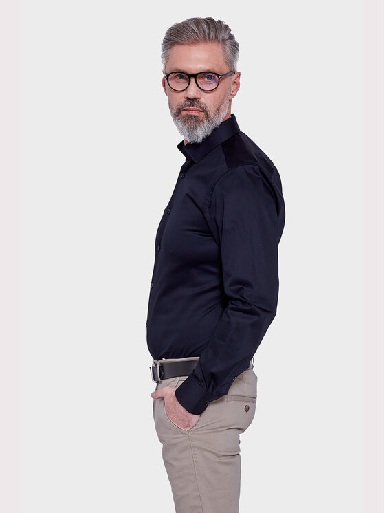 VILLARO VILLARO Koszula 011DLSLIM Granatowy Slim Fit